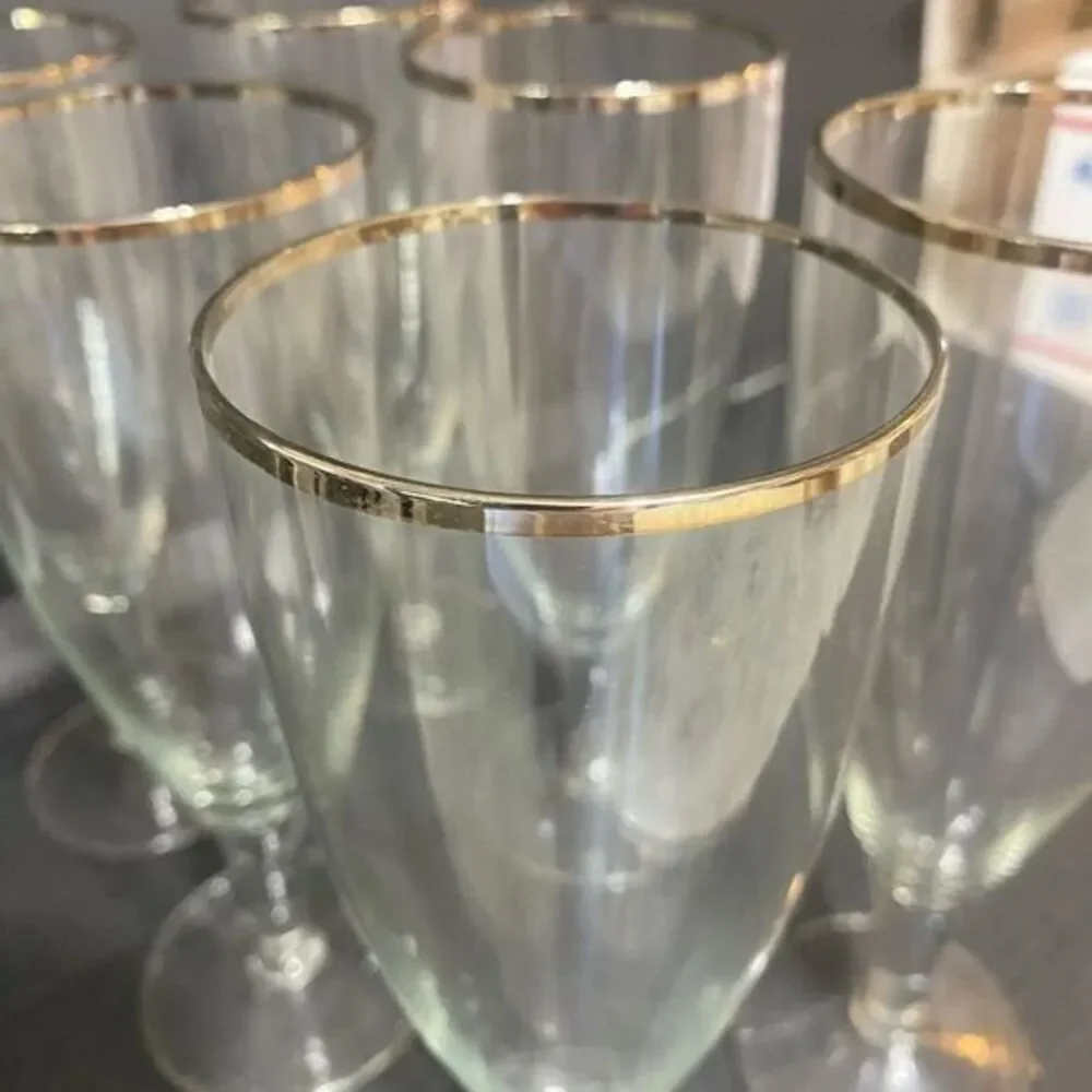 - Set of six silver trimmed 12 oz goblets - Picture 5 of 6